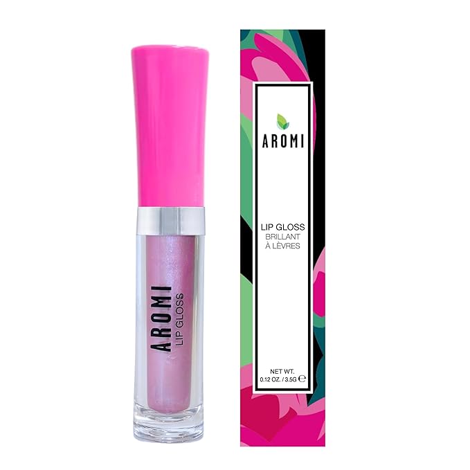 Aromi Frosty Pink Lip Gloss | Light Baby Pink Lip Color, Glossy, Metallic Finish, Shine, Shimmery, Plumping, Vegan, Gluten Free (Snobby Pink)