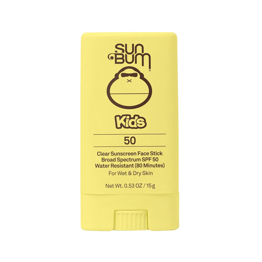 Kids SPF 50 Clear Face Stick Sunscreen - Wet or Dry Skin Application Broad Spectrum Sunscreen with Vitamin E - Hawaii Act 104 Compliant (Without Octinoxate & Oxybenzone) - Travel Size 0.53 Oz