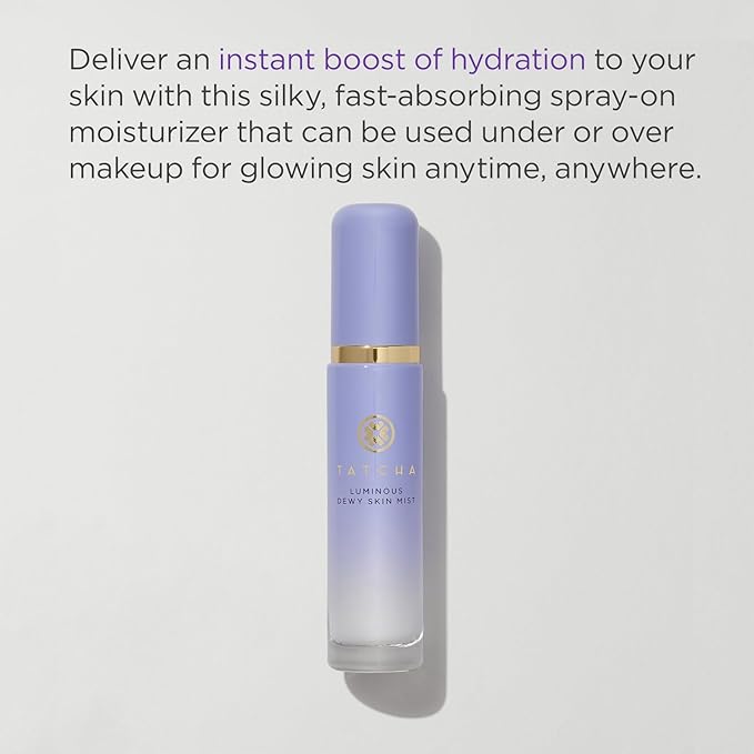 Tatcha Luminous Dewy Skin Mist | 2-in-1 Hydrator & Finishing Spray with Hyaluronic Acid for a Dewy Glow | 1.35 oz