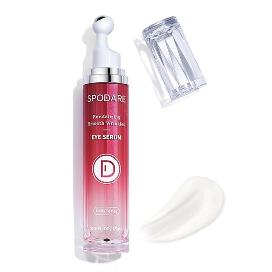 Caffeine & Retinol Eye Serum for Dark Circles, Puffiness and Wrinkles, Under Eye Cream with Hyaluronic Acid, Niacinamide & Peptides, Roller Serum with 360°Massage Ball - 0.5 fl. oz