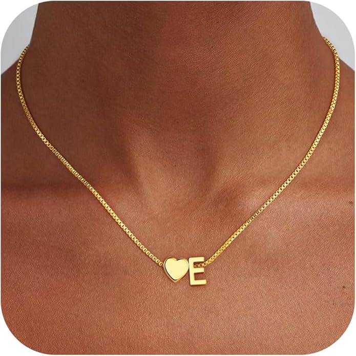 Christmas Gifts for Grandkids Teens Girls, 18K Gold Plated Letter A-Z Heart Initial Necklaces for Women Teen Girl Trendy Stuff Birthday Gifts Stocking Stuffers for Teen Girls Women Jewelry