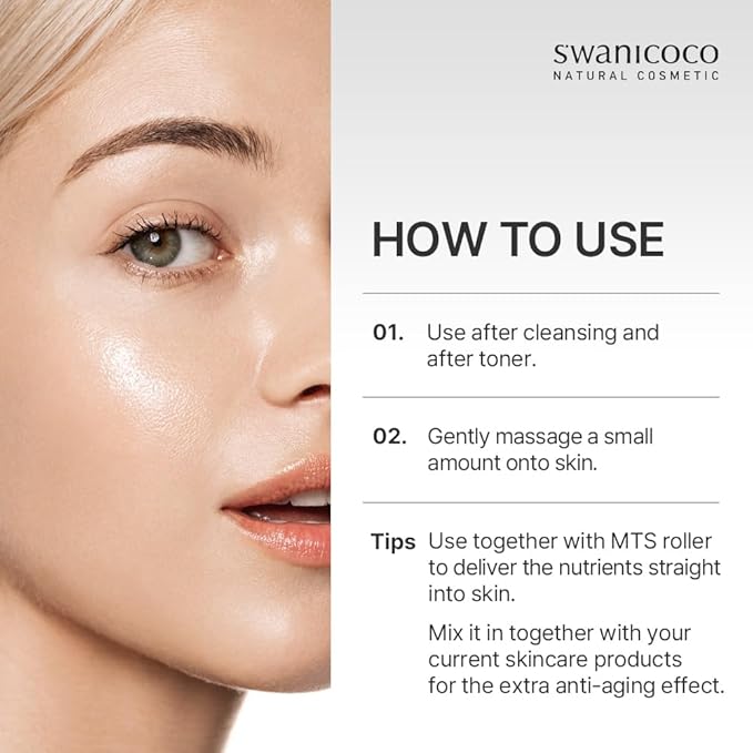 SWANICOCO Premium 20,000ppm PDRN Serum, 99.9% Pure Salmon DNA, 2% Concentration, Anti-Aging, Firming, Plumping, Professional Grade Korean Beauty Ampoule 30ml 1Fl Oz