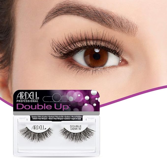 Ardell Double Up False Eyelashes – Double Demi Wispies Strip Lashes, Wispy Dramatic Look, Reusable Fake Lashes for Women, 4 Pairs