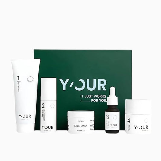 Y'OUR Acne Skincare Kit for Adults – 5-Step System with Cleanser, Day Cream, Serum, Night Cream & Mask – Fights Breakouts & Blemishes – Hydrating & Non-Comedogenic Formula