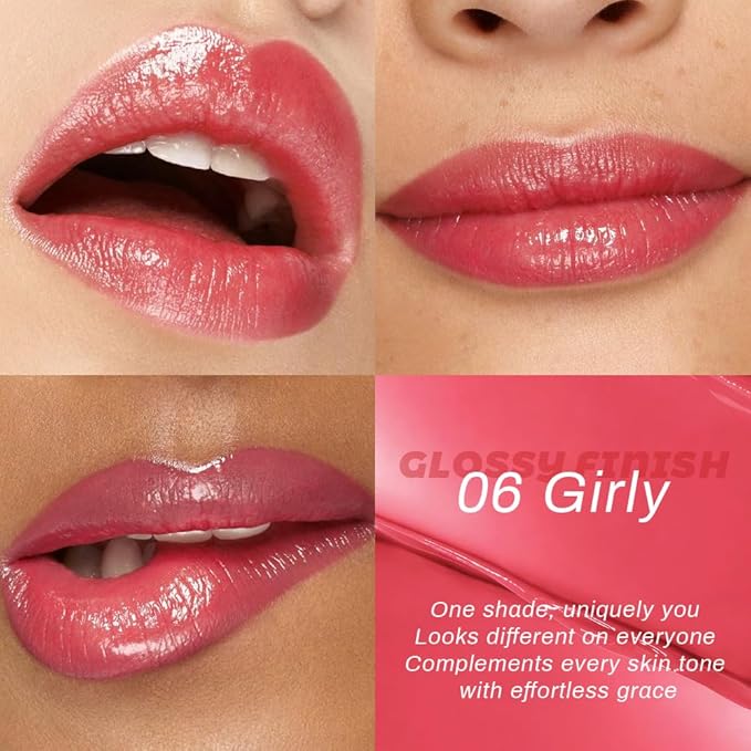 Lip Tinted Lipstick, Moisturizing Shine Balm, Glossy Finish, All Skin Tones (05&06, 1Pcs (Pack of 2))