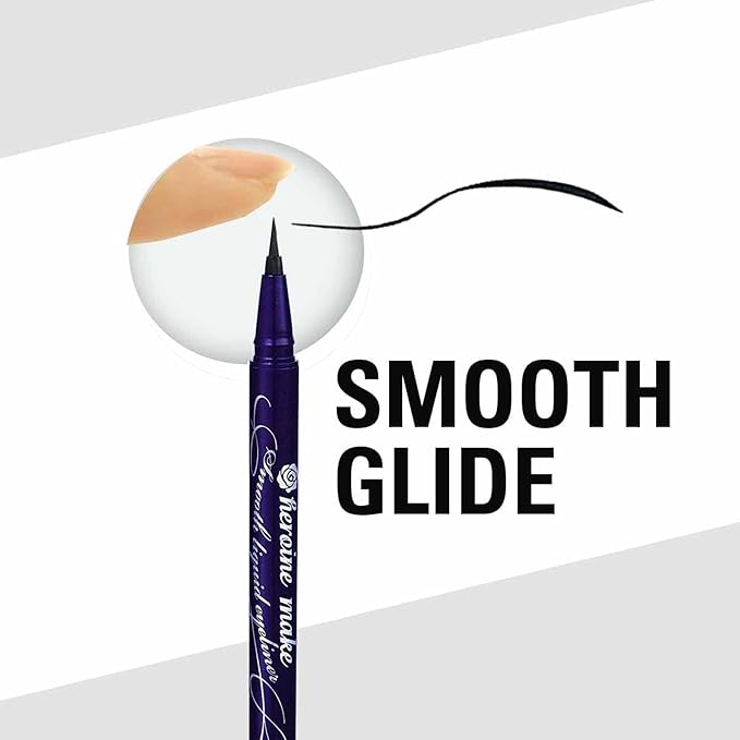 Heorine Make by Kissme Waterproof Smooth Liquid Eyeliner, Japanese Eye Makeup for Smudge-free, Super Keep 01 Jet Black