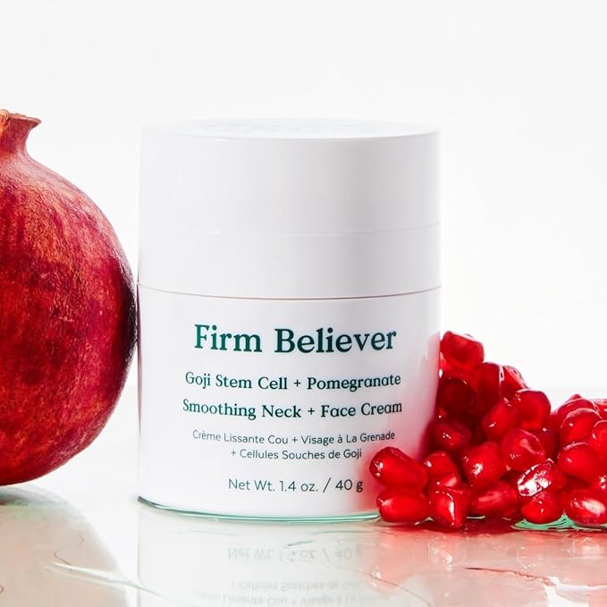 Three Ships - Firm Believer Goji Stem Cell + Pomegranate Smoothing Neck + Face Cream | Moisturize, Smooth, Tone Skin | Cruelty-Free, Vegan, Paraben-Free, Sensitive Skin Safe (1.4 oz | 40 g)