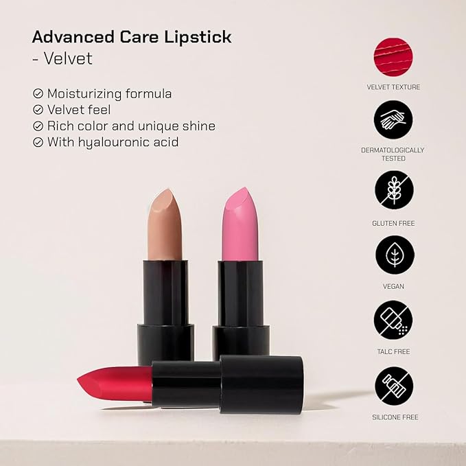Radiant Professional Advanced Care Lipstick - Ultra Nourishing, Moisturizing Long Lasting Matte Lipstick With Vitamin E- UVA UVB Filters For Sun Protection- VELVET (01 CANTALOUPE - LIGHT PINK NUDE)