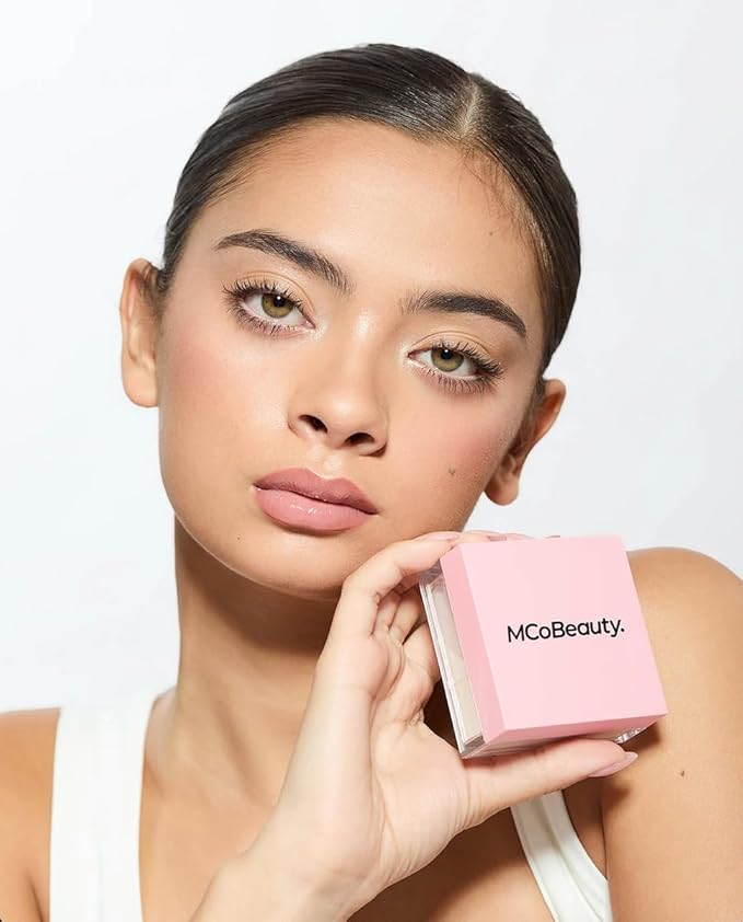 MCoBeauty - Loose Powder Cool & Set - Rose Pink Shade - Finely Milled Water-Based Setting Powder with Hyaluronic Acid, Glycerin & Vitamin E - Vegan, Cruelty Free Cosmetics - Face Makeup