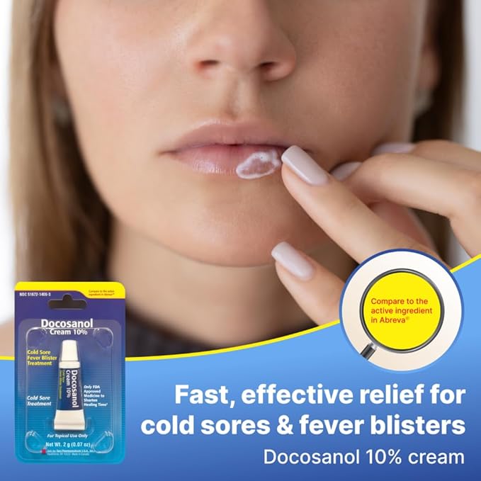TARO Cold Sore/Fever Blister Treatment - Docosanol 10% Cream (0.07 oz - 1 Tube)