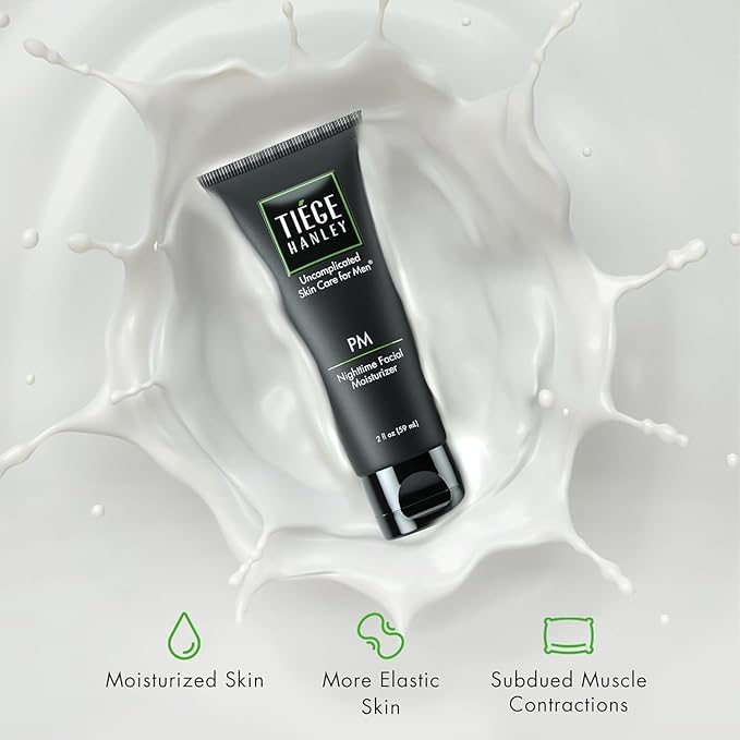 Tiege Hanley Mens Face Moisturizers, Morning Daytime Facial Moisturizer with SPF 20 (2.5 oz) and Night Time Facial Moisturizer - Anti-Aging Night Time Wrinkle Cream for Men with Sensitive Skin (2 oz)