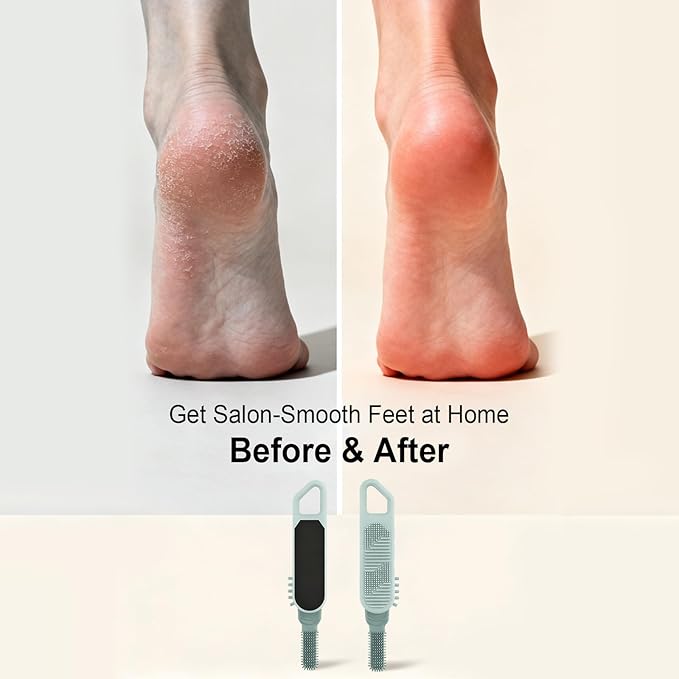 Dry or Wet Foot Callus Remover - Dual-Sided Pedicure Tool with Hidden Brush & Non-Slip Grip for Home Salon Use