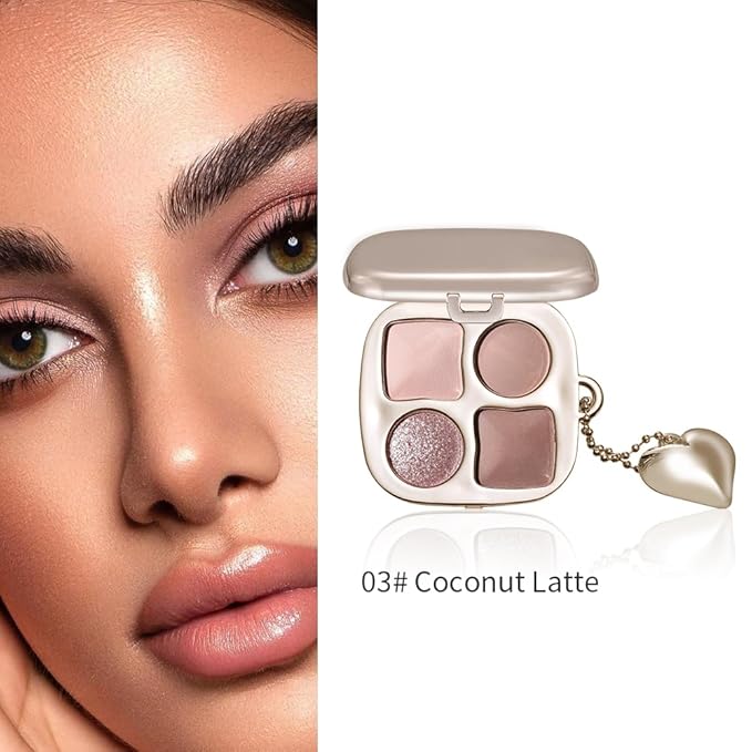 4 Colors Warm Neutral Nude Eyeshadow Makeup Palette with Mirror – Matte & Shimmer High Pigment Blendable Long-Lasting Mini Everyday Eye & Contour Makeup Palette, Perfect for Blue, Green & Brown Eyes