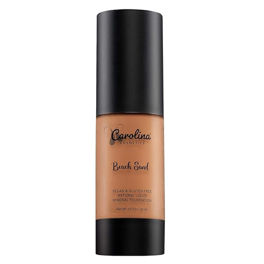 Carolina Cosmetics - Foundation in Beach Sand Shade Plant-Based - Hydrating, Pore-Minimizing & Buildable Coverage - Vegan, Non-GMO, Paraben-Free - 1oz