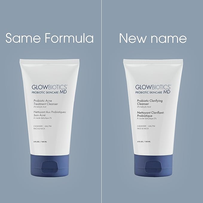 Glowbiotics Probiotic Clarifying Cleanser - 2% Salicylic Acid (BHA) & Peptides - 5 oz - Gentle Foaming Face Wash