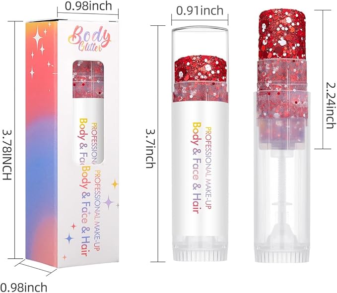 Christmas Body Glitter Stick Glod Face Glitter Green Hair Glitter Christmas Face Paint Rave Makeup Glitter Festive Face Gems Halloween Fine Chunky Glitter Stick for Women Girls 2Pack