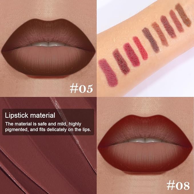 2Pcs Gradient Matte Lipstick Crayon Lip Liner pencil, Flawless Contour Gradual Ombre Effect lip Pencil, for Women Long Lasting Waterproof Smudge Proof Lipstick Pencil 05#+08#