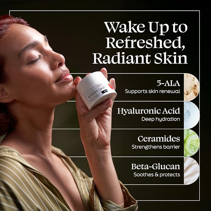 Night Cream - Overnight Facial Cream with 5-ALA, Hyaluronic Acid, Ceramides and Shea Butter - Deep Hydration Over Night Moisturizer for Skin Regeneration - German Made - 1.7 Fl Oz