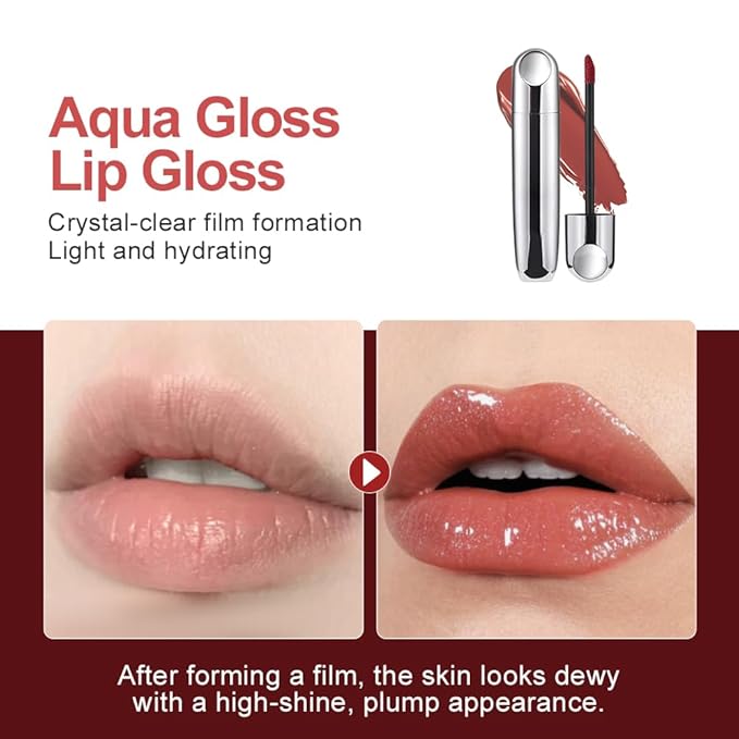 Rosewood Nude Hydrating Lip Gloss Tint – High Shine Moisturizing Lip Glaze with Lightweight Non-Sticky Finish, Long-Lasting Nude Rose Lip Color for Smooth Full Lips, 616#