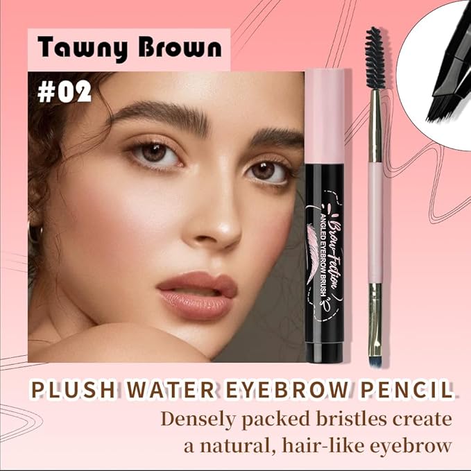 Tawny Brown Liquid Eyebrow Filler Pen for Women, Long-Lasting Waterproof Eye Brow Pen for Hairlike Strokes, Eye Brow Makeup Kit Sweat Smudge-Proof Brows Pencil for Natural Defining, with Eyebrow Brush