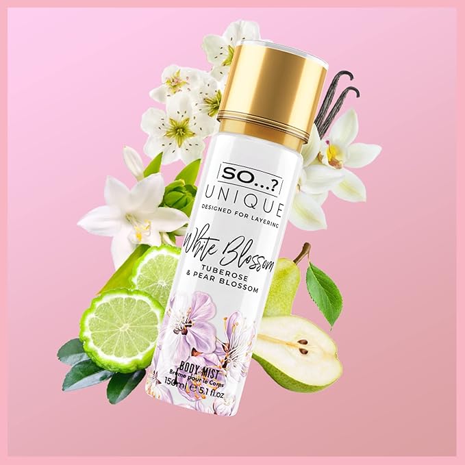 So...? Unique White Blossom Body Mist - Floral Vanilla Perfume for Women - Over 800 Sprays, Lasting 6 Hours - Ideal Gifts for Women - 5.1 oz