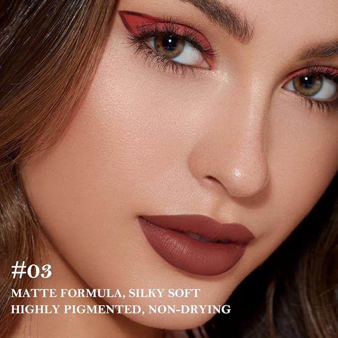 2Pcs Gradient Matte Lipstick Crayon Lip Liner pencil, Flawless Contour Gradual Ombre Effect lip Pencil, for Women Long Lasting Waterproof Smudge Proof Lipstick Pencil 03#+08#