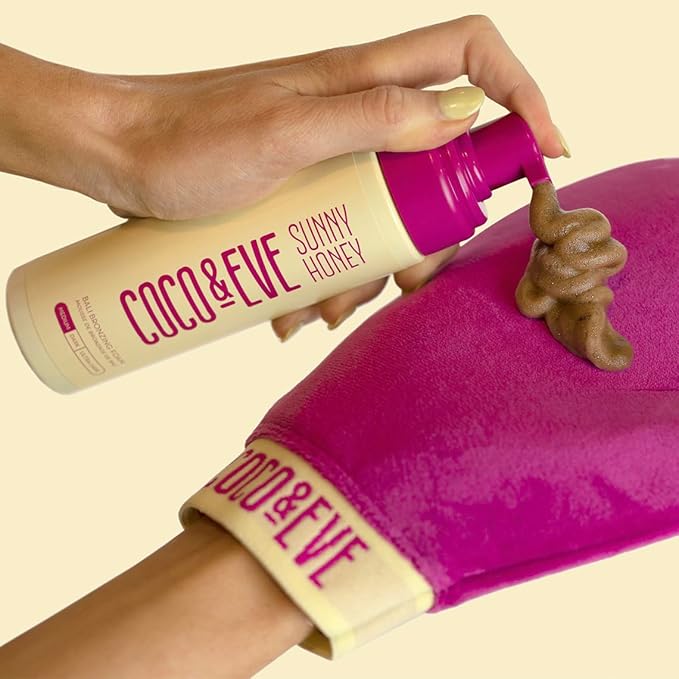 Coco & Eve Sunny Honey Bali Bronzing Self Tanner Mousse - (Dark) All Natural Sunless Tanning Mousse | Instant Self Tanning Lotion with Bronzer and Skin Moisturizer (6.7 fl oz)