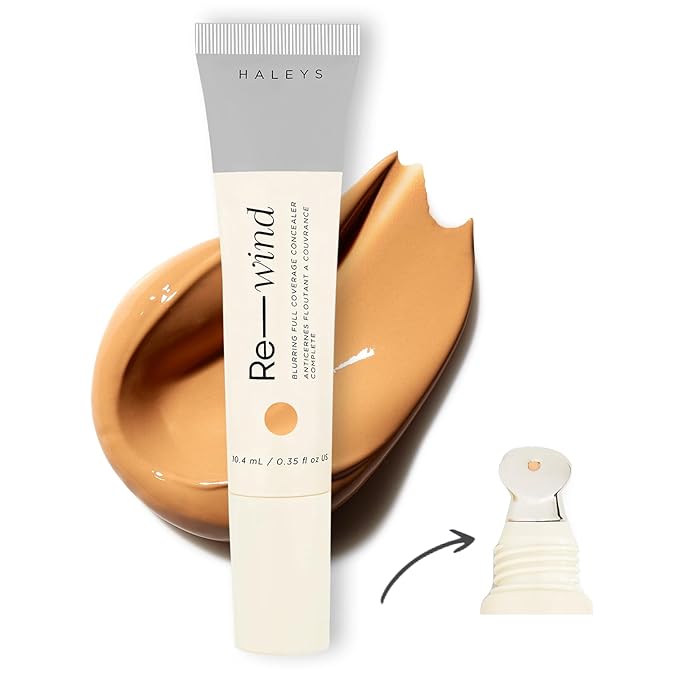 HALEYS Re-wind Full Coverage Brightening Concealer, Color Correcting Eye Concealer for Dark Circles, Fine Lines & Redness, Longwear, Non-Caking, Soft-Matte Finish, Blurring Concealers for Women