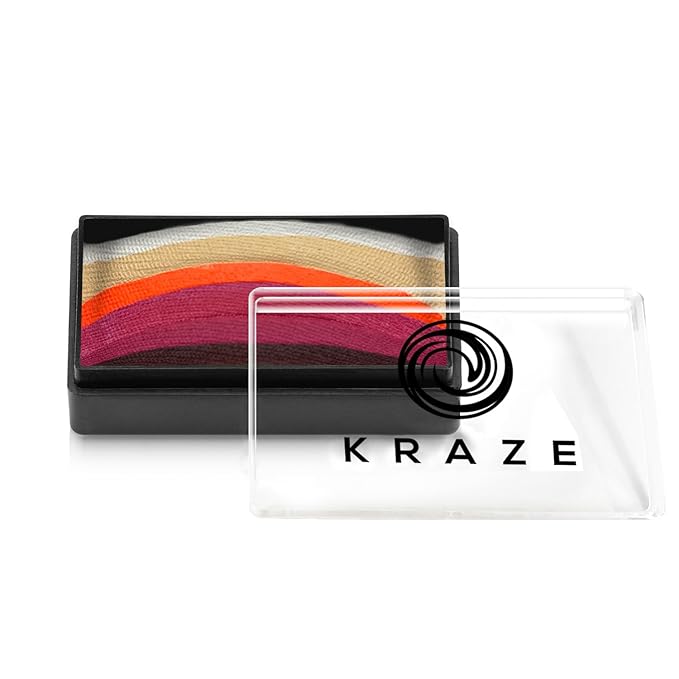 Kraze FX Dome Stroke - Romantic Lily by Linnea (25 gm), Professional 1-Stroke Split Cake, Hypoallergenic, Non-Toxic, Water Activated Face & Body Painting Makeup Supplies for Kids Safe Adults