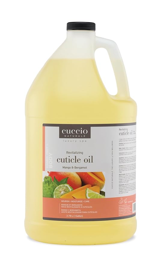 Cuccio Naturale Cuticle Revitalizing Oil – Mango & Bergamot Scent, 1 Gallon / 128 oz (3.78 L) Professional Refill – Nourishing Daily Cuticle Oil, Lightweight Hydration for Dry, Cracked Cuticles