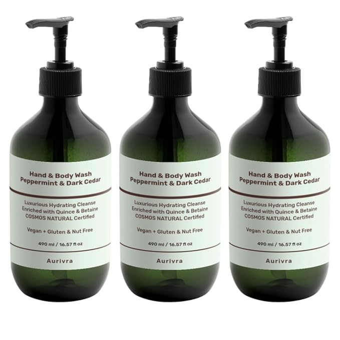 Hand & Body Wash – Peppermint & Dark Cedar | Hydrating, Vegan, Gentle Cleanser | Ecocert COSMOS Natural Certified | For All Skin Types, Spa-Grade Formula | 98% Natural Origin (3)