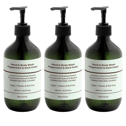 Hand & Body Wash – Peppermint & Dark Cedar | Hydrating, Vegan, Gentle Cleanser | Ecocert COSMOS Natural Certified | For All Skin Types, Spa-Grade Formula | 98% Natural Origin (3)