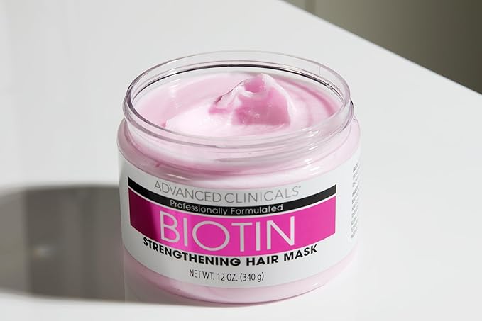 Advanced Clinicals Biotin Hair Treatment Anti-Breakage Repair Hair Mask. Strengthen Broken, Color-Treated Hair W/Repairing Deep Conditioner Manuka Honey & Caffeine To Restore Weak Hair, (Pack Of 2)