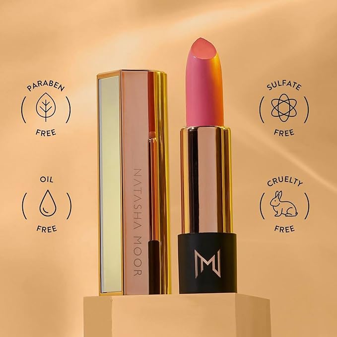 NATASHA MOOR Silk Suede Lipstick: Long-Lasting, Hydrating Semi-Matte Finish - Creamy, Cruelty-Free Formula - Silky Smooth and Highly Pigmented - Mirror for On-the-Go Glamour - MUSE