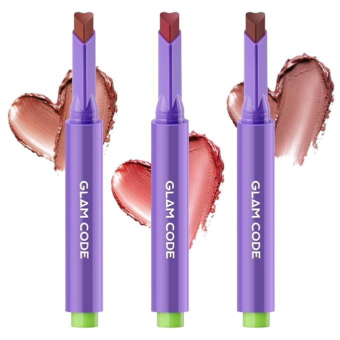 Glam Code Tinted Lip Balm Trio, Moisturizing Lipstick with Shea Butter, Hydrating Lip Makeup Set for Women & Girls, Vegan Formula, Cream Finish, Cruelty-free (3-Count, 03)