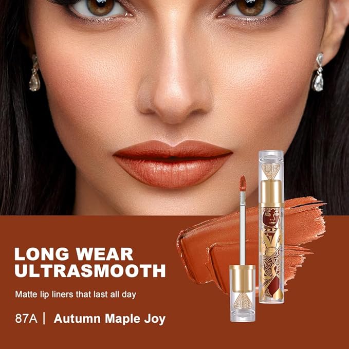 Soft Matte Liquid Lipstick in Warm Terracotta, High Pigment Full Coverage Matte Lip Color, Waterproof Smudge-Proof Non-Transfer Lightweight Liquid Lipstick for Long-Wearing Everyday Makeup 87A