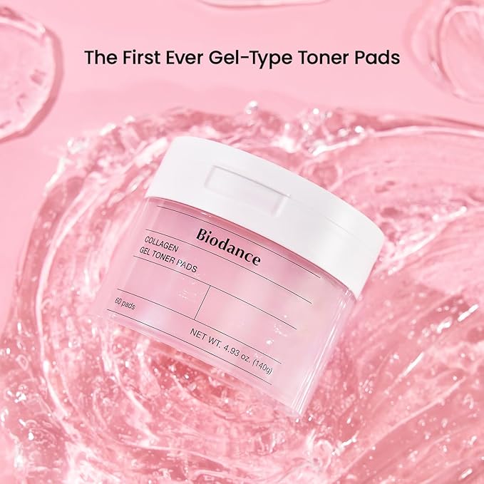 Biodance Collagen Gel Toner Pads, Pore Minimizer for Face, Improving Elasticity, Plumping Toner Pads for Sensitive Skin, Korean Skincare, Stocking Stuffers for Teen Girlsㅣ4.93 fl.oz.(140g)*60Pads