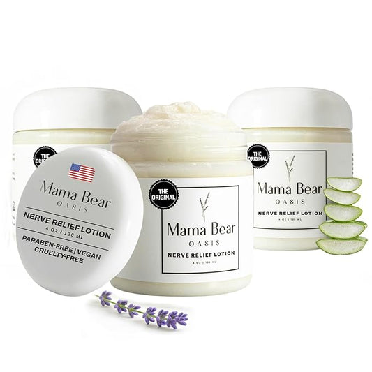 Mama Bear Oasis Lotion - Neuropathy Nerve Therapy & Relief Cream - Maximum Strength Relief Cream for Foot, Hands, Legs, Toes Includes Magnesium, Arnica, Vitamin B6, Aloe Vera, MSM (Pack of 3)