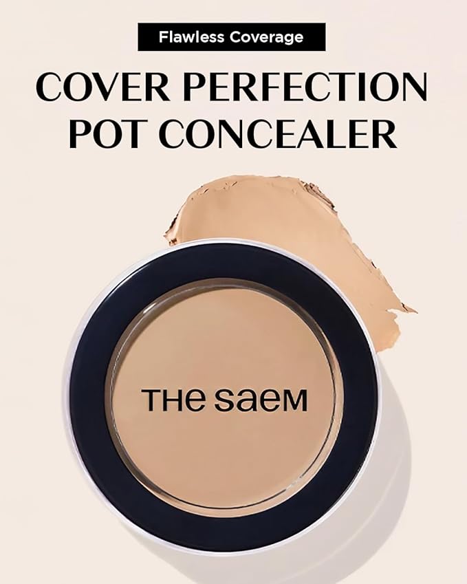 THESAEM Cover Perfection Pot Concealer 0.14oz - 0.5 Ice Beige for Light Skin Tones - Single Pot Intensive Coverage Balm for Dark Circles, Blemishes & Imperfections - Korean Makeup