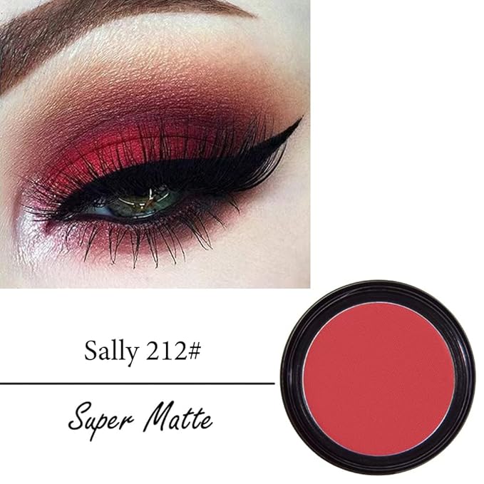 Mysense Matte Red Single Eyeshadow Palette, Pressed Powder Eye Shadow for Christmas Makeup, High Pigment Long Lasting Eye Makeup, Vegan & Cruelty Free, 212# Sally