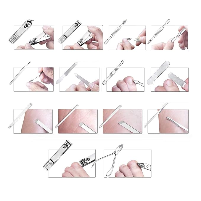 Manicure Set Pedicure Kit Professional 19 Pcs Nail Clipper for Men & Women Stainless Steel Sharp Cutter Grooming Nose Hair Scissors…Black Fingernails & Toenails with Portable Case (Wine red_19 pieces)