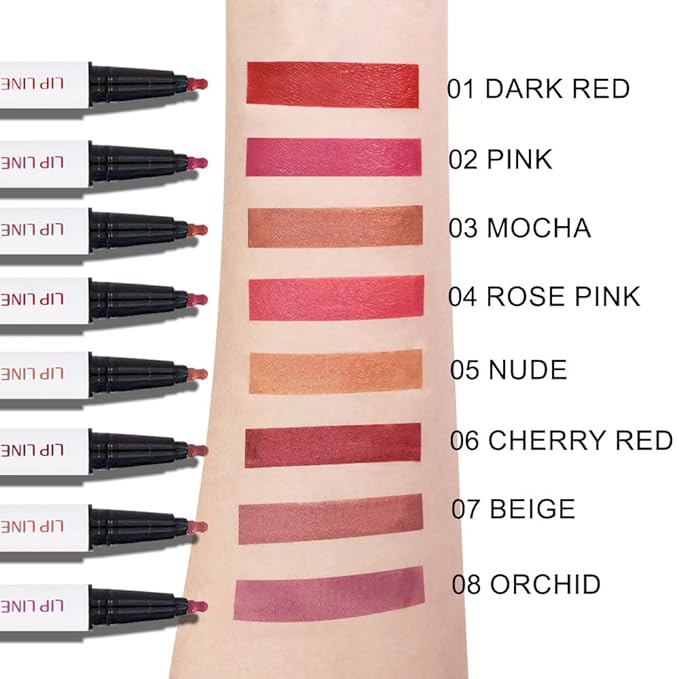Kaely 2Pcs Mocha Beige Longwear Liquid Lip Liner Waterproof, 24 Hour Long Lasting Lip Liner Stain Marker Pen, 2-in-1 Matte Semi Permanent Lipliner & Lipstick, Vegan & Cruelty-Free, 03+07
