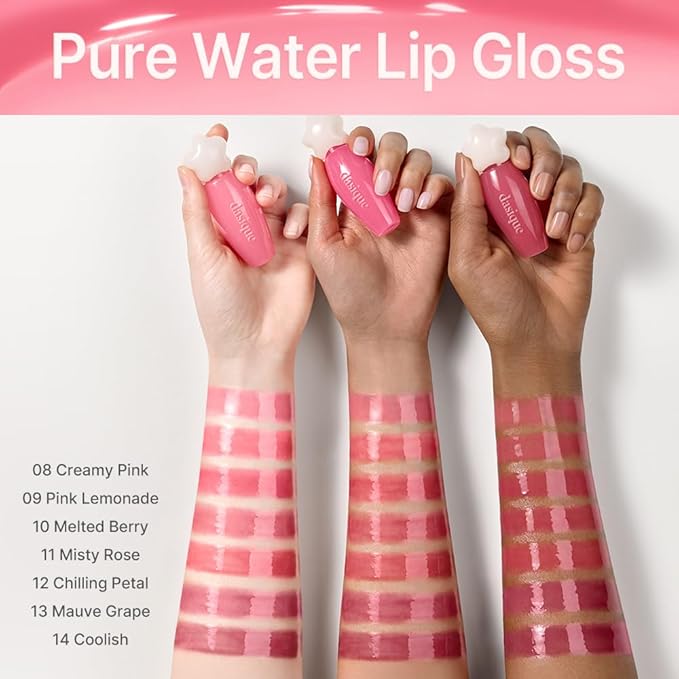 dasique Pure Water Lip Gloss #13 Mauve Grape 0.09 oz | Variety of Colors | Dewy Gloss | Buildable Gloss Tesxture | Non-Sticky | K-beauty