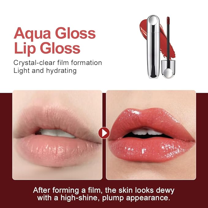 Coral Peach Hydrating Lip Gloss Tint – High Shine Moisturizing Lip Glaze with Lightweight Non-Sticky Texture, Long-Lasting Glossy Peach Lip Color for Soft Plump Lips 609#