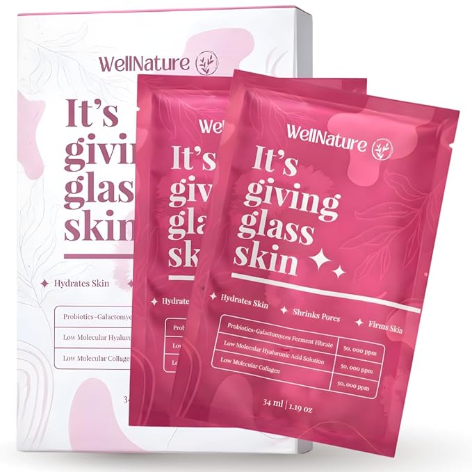 IT'S GIVING GLASS SKIN The Original Overnight Deep Collagen Mask - Advanced Hydrating Bio-Collagen Oligo-Hyaluronic Acid Facemask Skincare For All Skin Types, Pack of 4