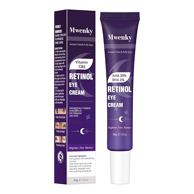 Retinol Eye Cream, Infused with Vitamin C&E to Smooth and Hydrate Skin, Cream for Dark Circles Treatments, Reduce Under, Smooth Wrinkles, Eye Bags, Puffiness