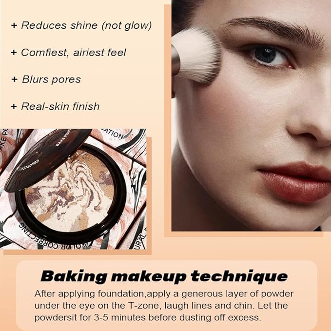 Oil Control Matte Perfection Face Powder Compact For Women, Matte Smooth Flawless Setting Powder Makeup, Polvo Compacto De Maquillaje, Waterproof Long Lasting, (Tan)