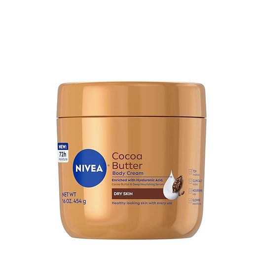 NIVEA Cocoa Butter Body Cream with Deep Nourishing Serum, Cocoa Butter Cream for Dry Skin, 16 Ounce Jar