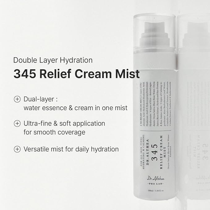 Dr.Althea 345 Relief Cream & Mist Duo | Soothing Recovery & Moisture for Sensitive Skin | Korean Vegan Skin Care Set for All Skin Types