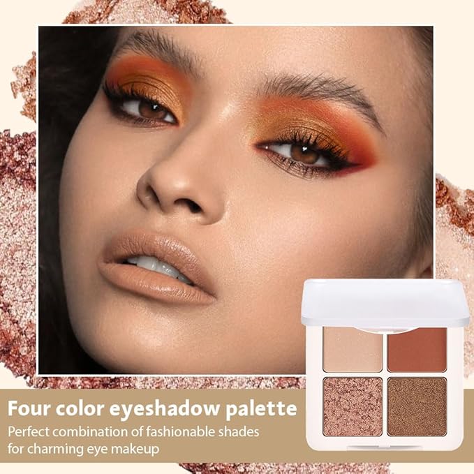 Neutral Champagne Gold Eye Shadow Palette, Metallic and Shimmer Magic Eyeshadow Makeup, Velvety Pigmented Creamy Formula, Four Way Quad Eye Shadow Palette For Old Women, (03#Champagne Gold)